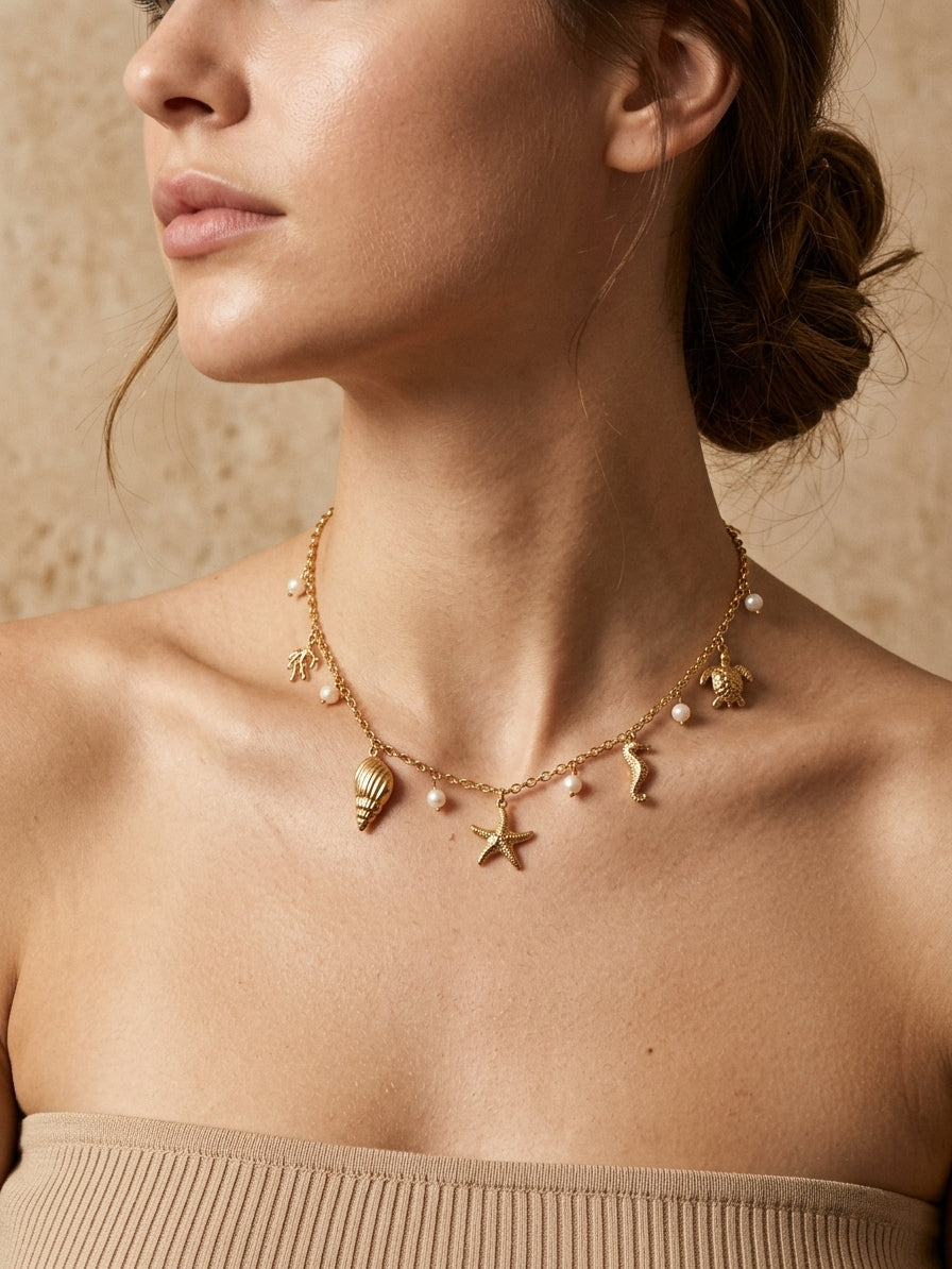 JUBI | Collier en acier inoxydable et perles d'eau douce