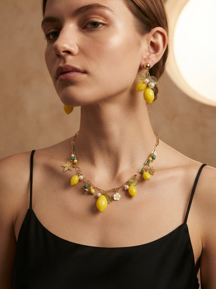 LEM 1 | Parure en acier inoxydable, perle d’eau douce & charms