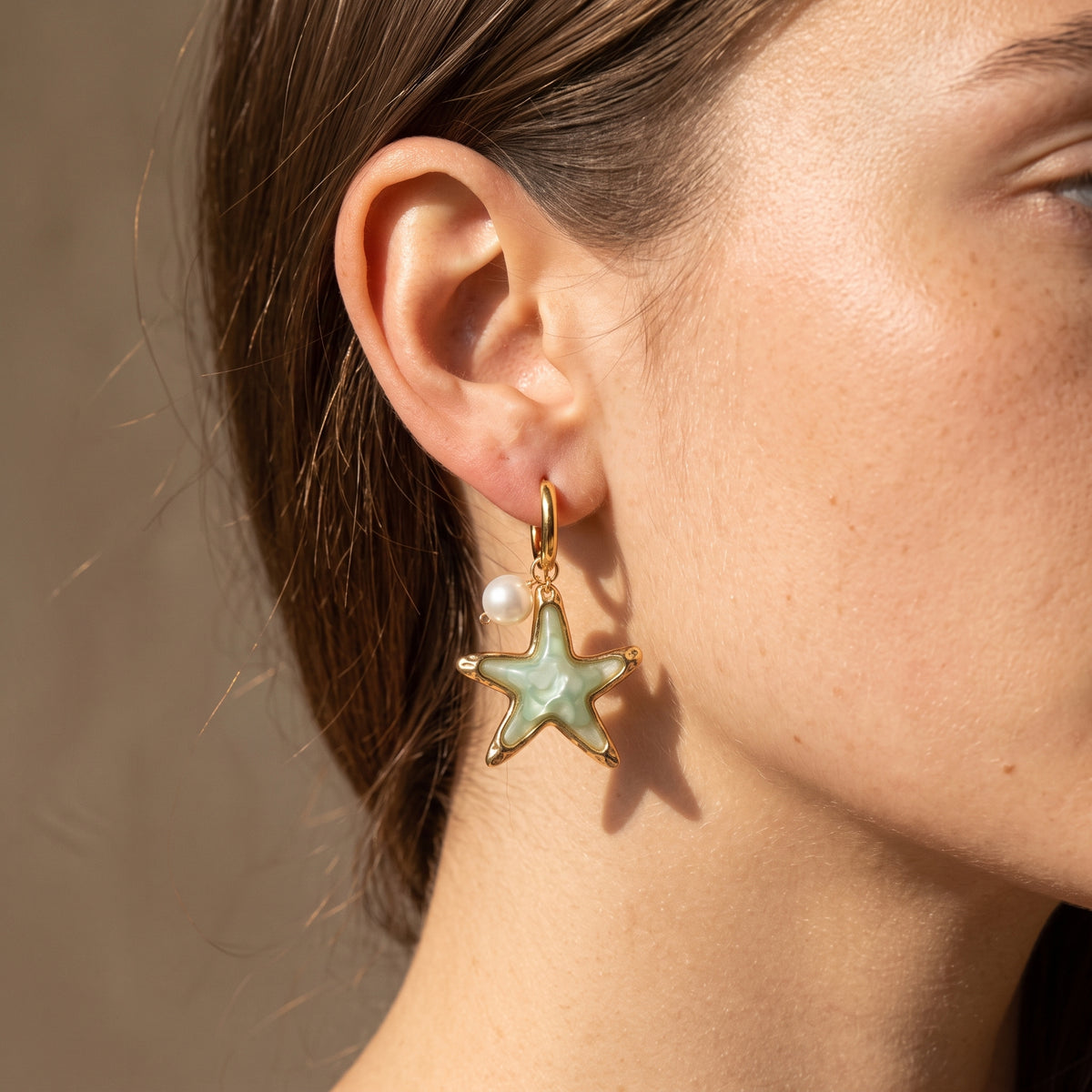 SERENA | Boucles d'oreilles en acier inoxydable et perle d'eau douce