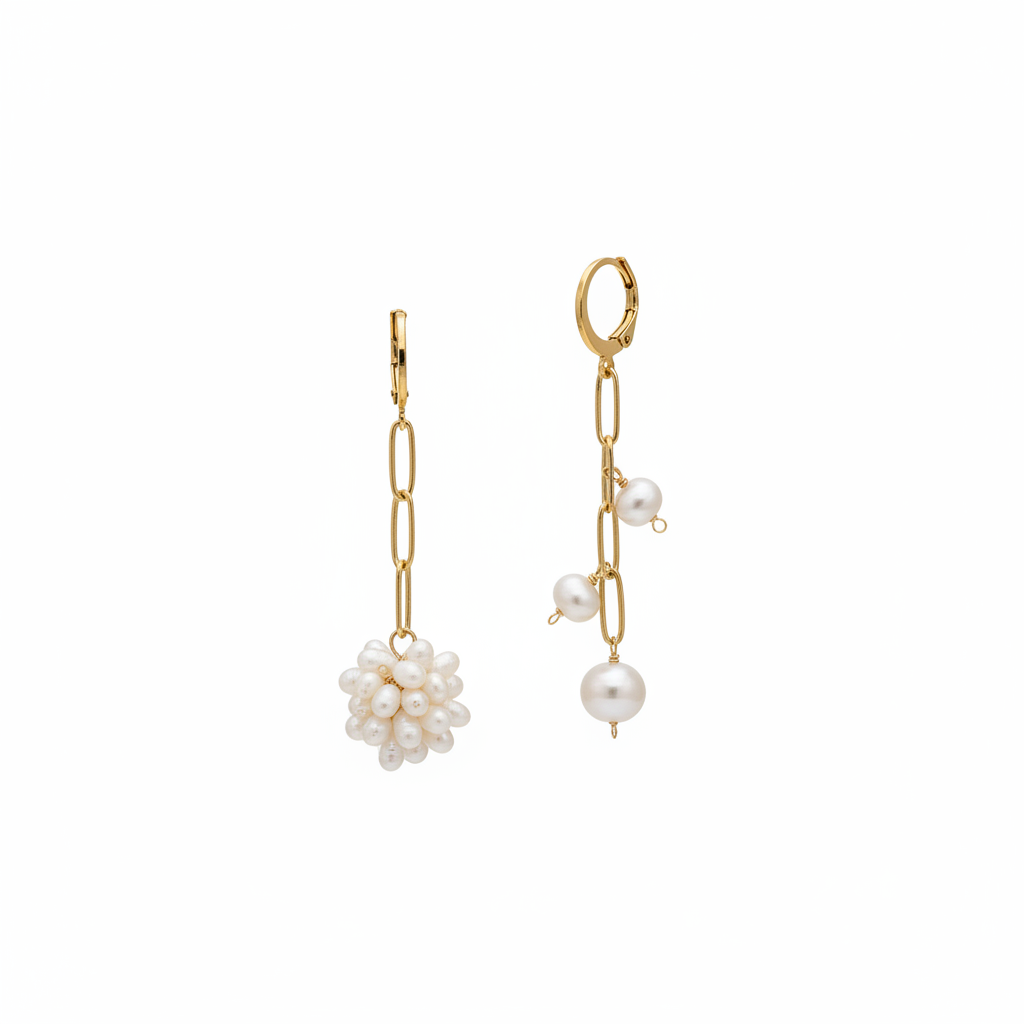 TUTTI | Boucles d'oreilles en acier inoxydable et perles d'eau douce