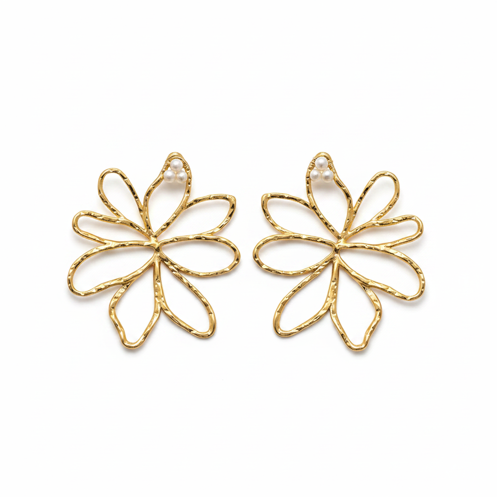 FLORA | Boucles d’oreilles en acier inoxydable et perles d’eau douce