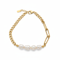 KAZE | Bracelet en acier inoxydable et perles d'eau douce