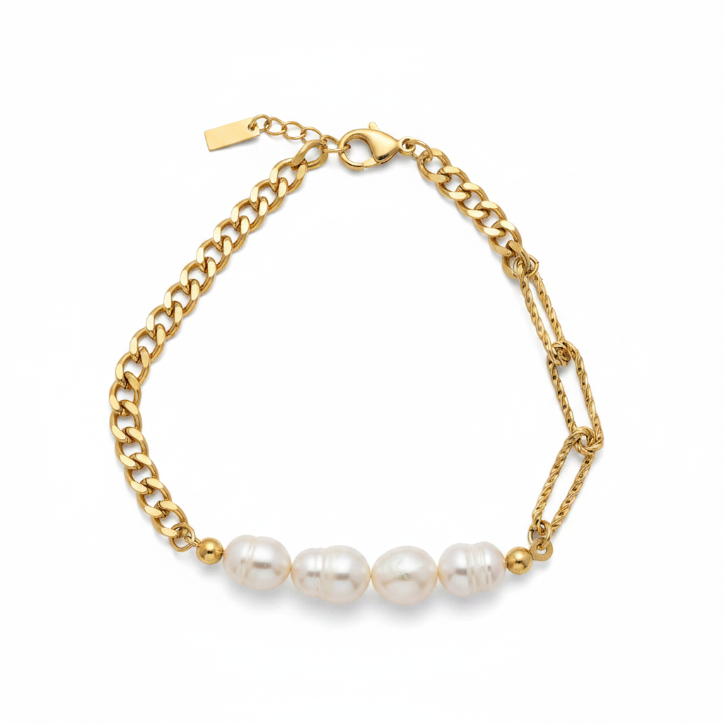 KAZE | Bracelet en acier inoxydable et perles d'eau douce