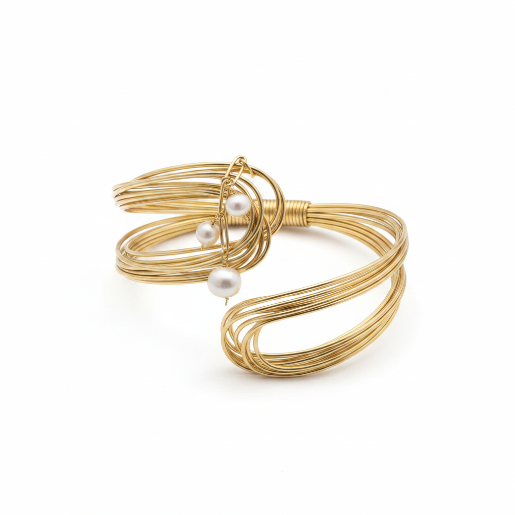 PERLA | Bracelet multi-fils doré avec perles d'eau douce
