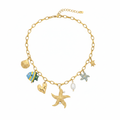 BIBI | Collier en acier inoxydable avec charms et perle d’eau douce